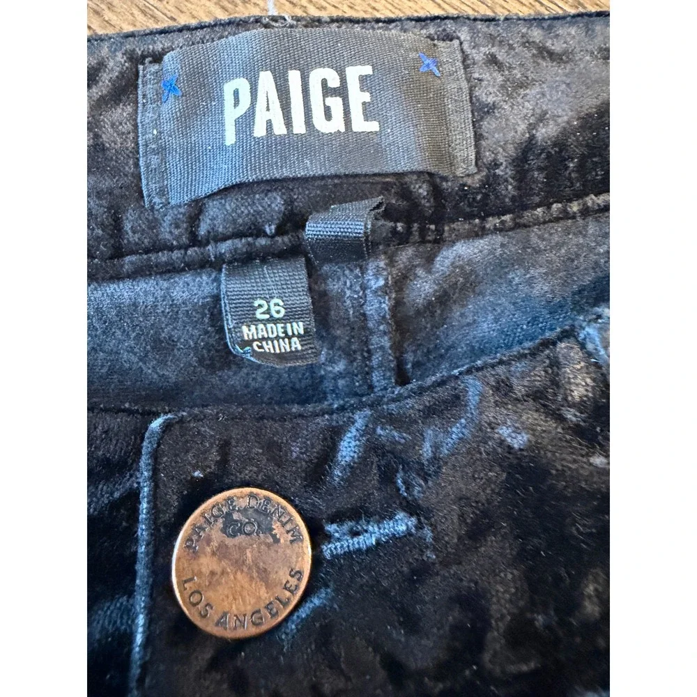 PAIGE Velvet‎ High Rise Skinny Pants Black Size 26 - Picture 5 of 7